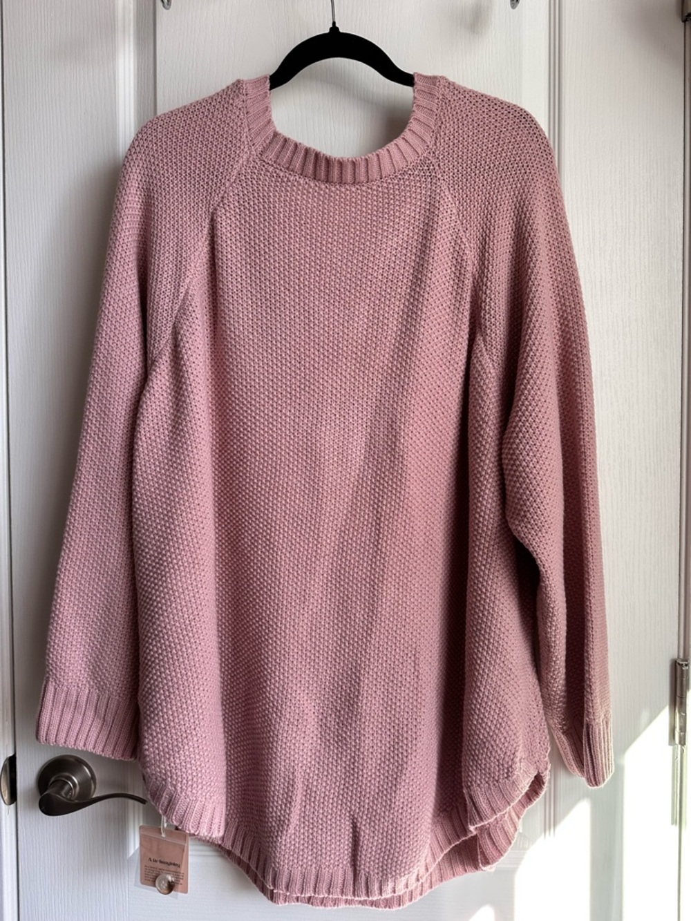 BloomChic Dusty Pink Button-Trim Crewneck Sweater - Picture 4 of 6